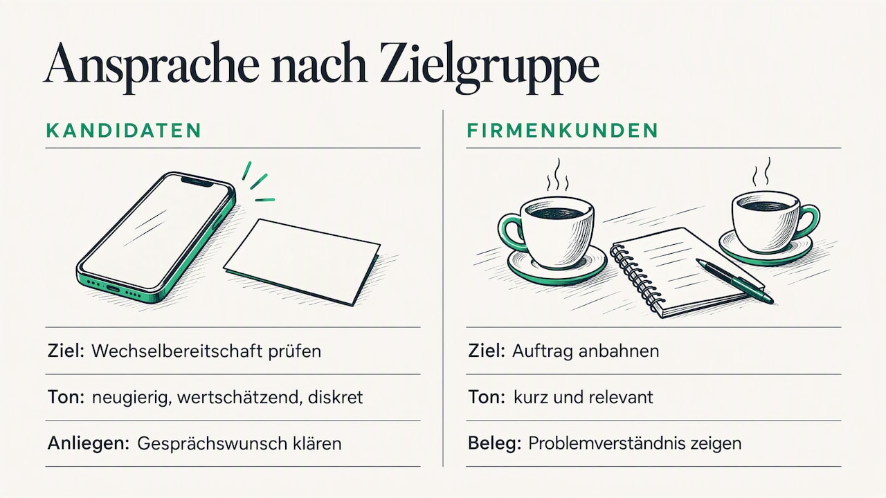 Unterschiede zwischen Kandidaten- und Firmenkundenansprache