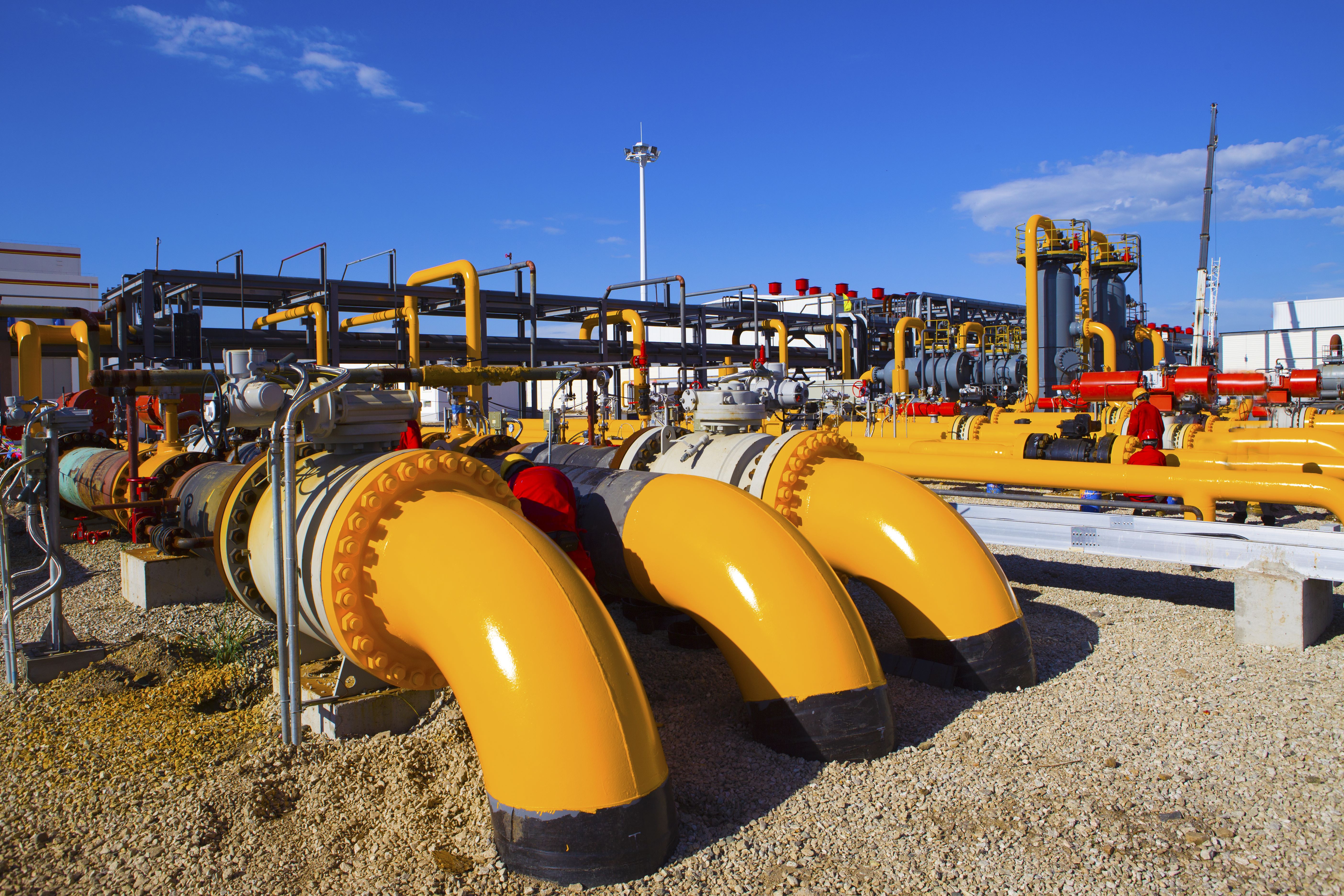 Pipeline infrastructure transporting natural gas across rugged terrain