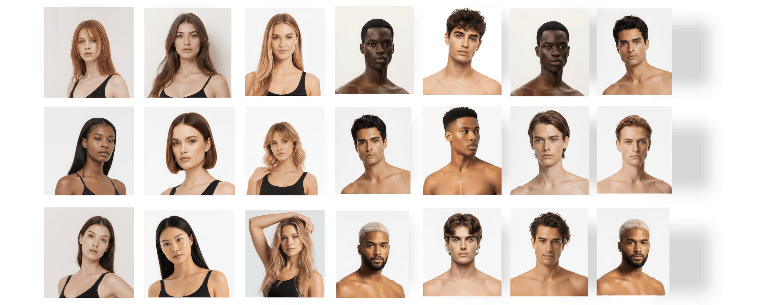 Diverse virtual fashion models representing different ethnicities and colours for global fashion brands.