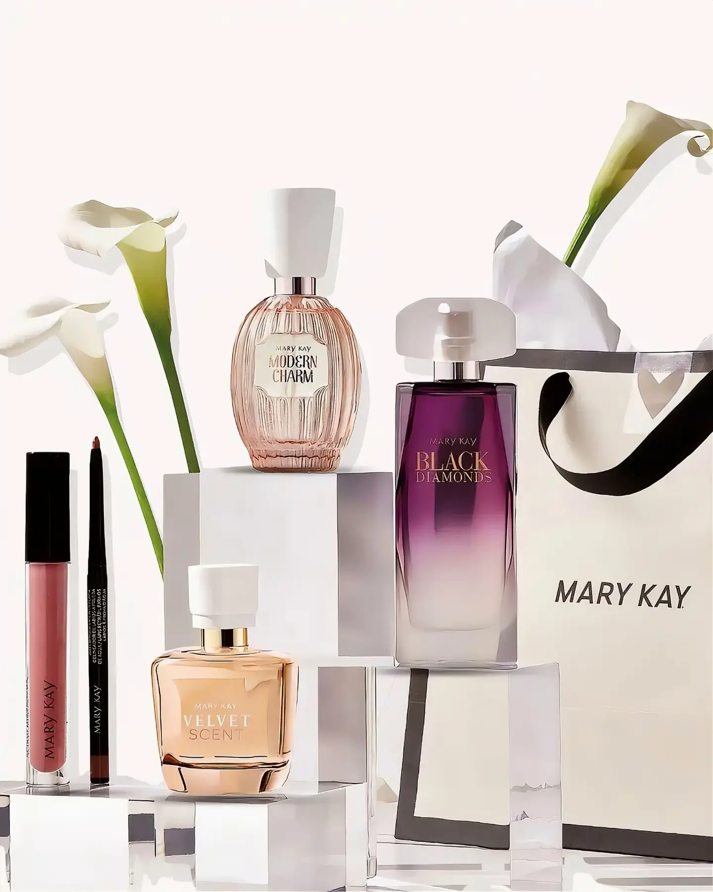 Produtos Mary Kay organizados na categoria de presentes