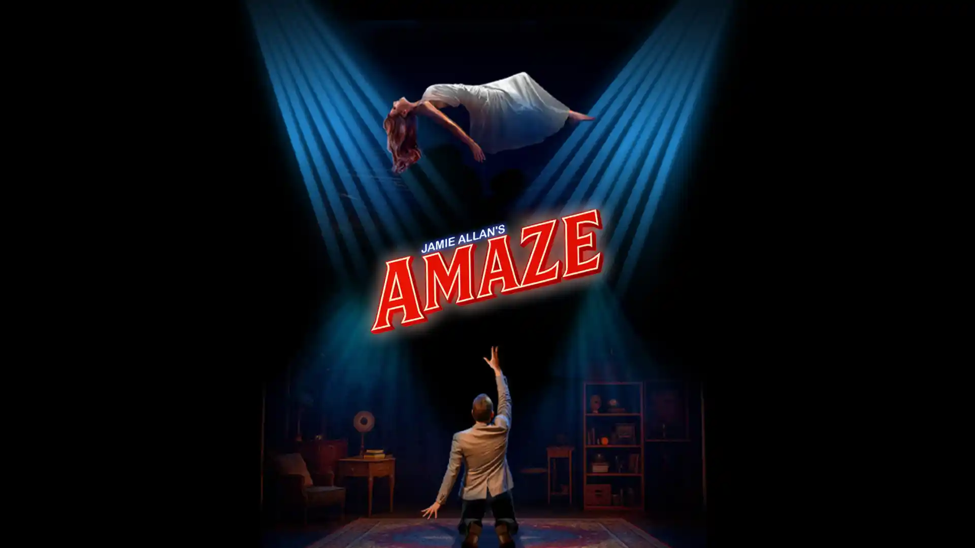 Jamie Allan's Amaze banner — a spectacular magic and illusion show at New World Stages, New York