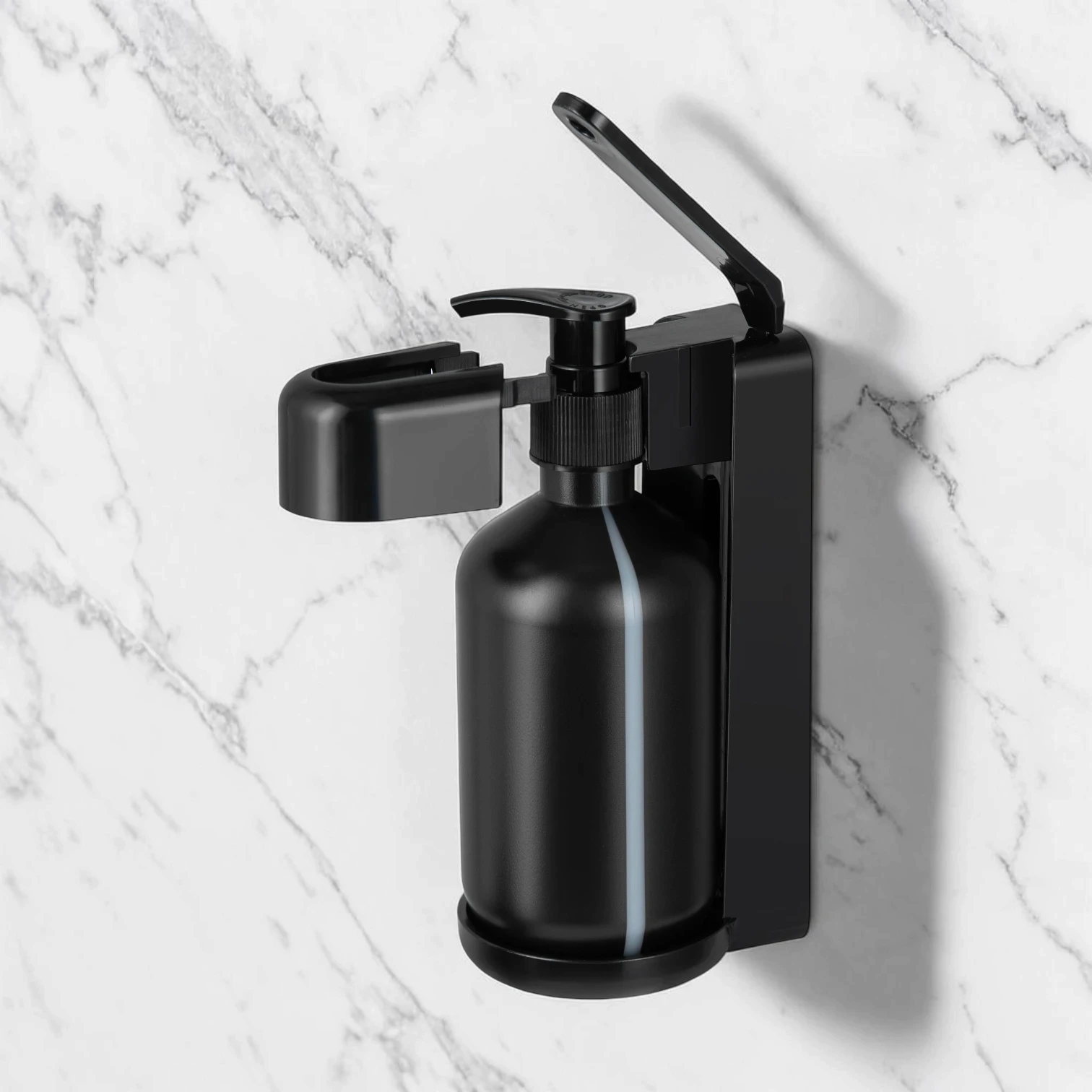 Eco-friendly tamper-proof soap dispenser bracket for hotel refillable systems, high-quality stainless steel, compatible with 300ml-500ml bottles.