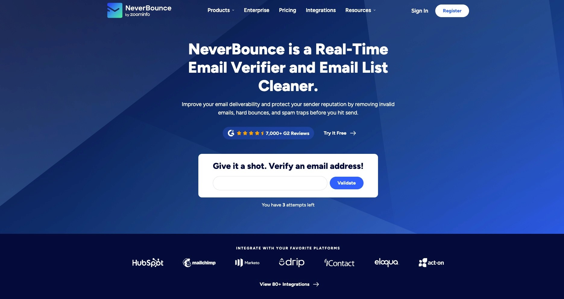 NeverBounce - list cleaning results screen with bounce estimate visible