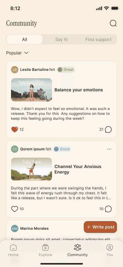 Community tab