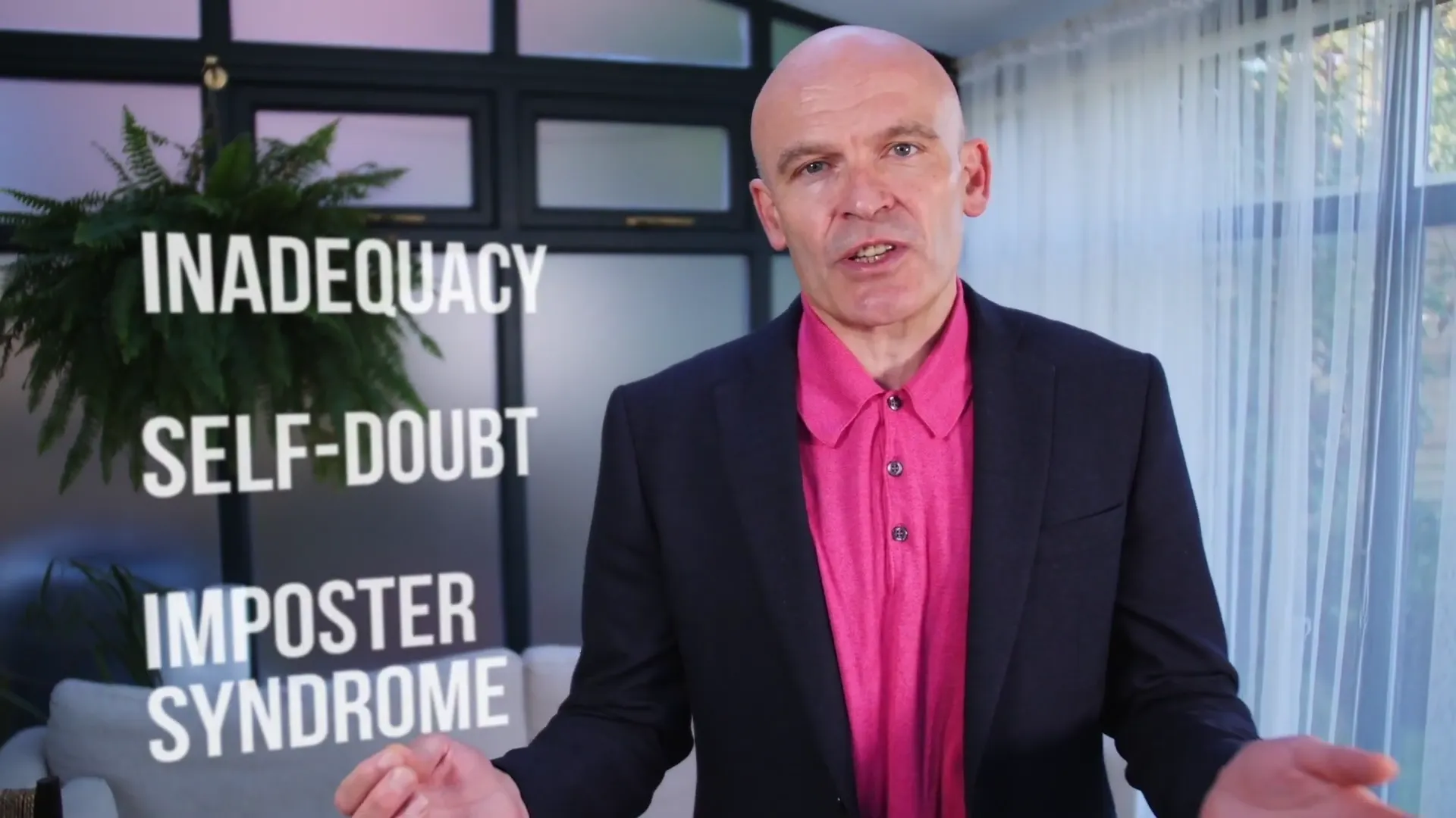 Website introduction video production for a life coach, featuring professionally filmed talking head content with animated on screen text.