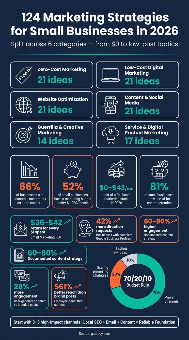 124 Small Business Marketing Ideas: Key Stats & Budget Breakdown 2026