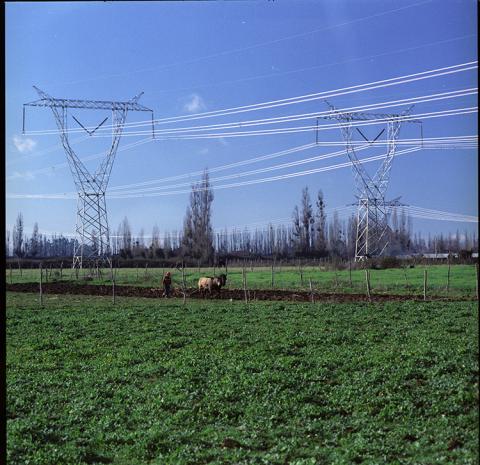 Torres y cables (SIC) en campos de Colbún.