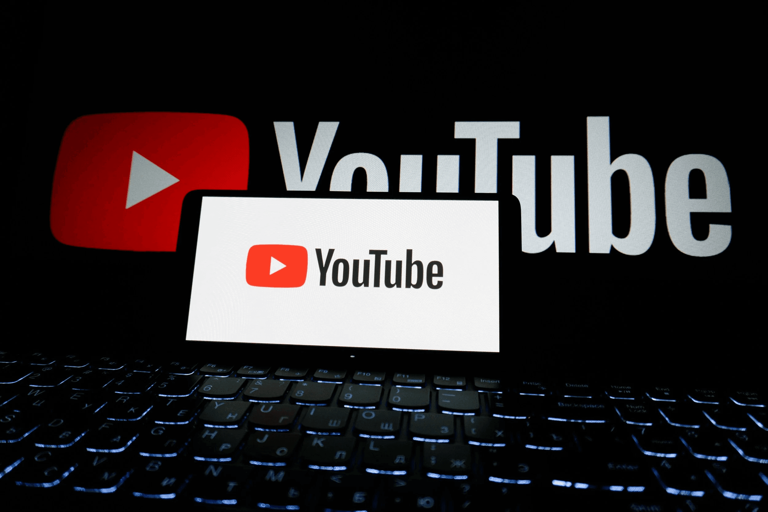 YouTube logos displayed on screens - Long Form Video Content