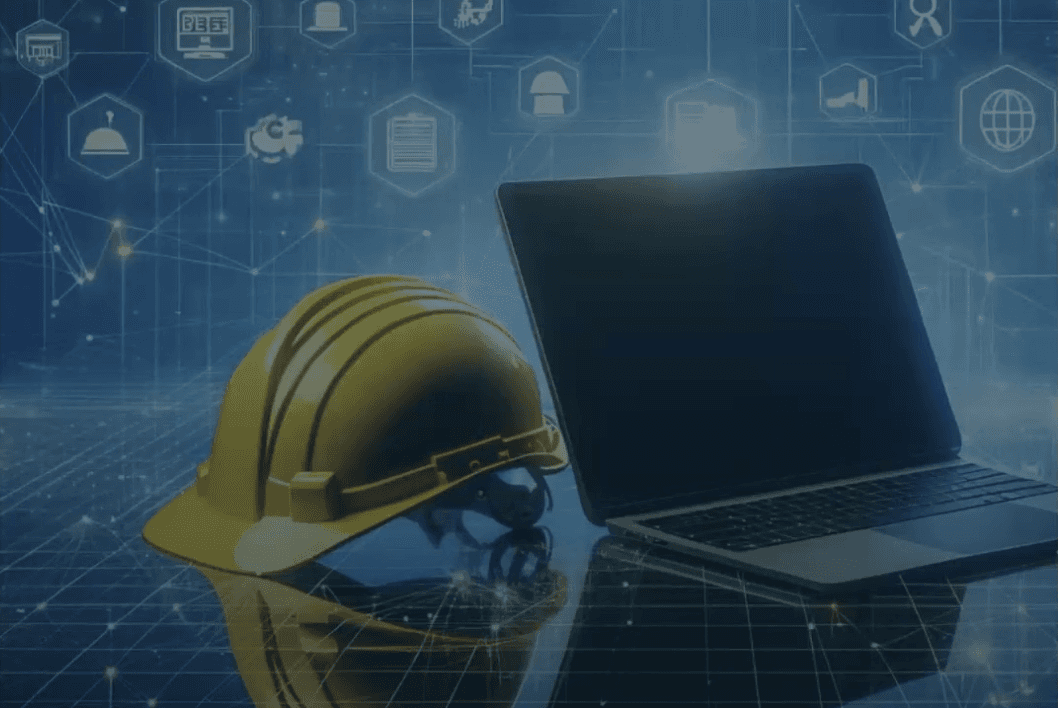 KI-generiertes Bild eines Bauhelms neben Laptop