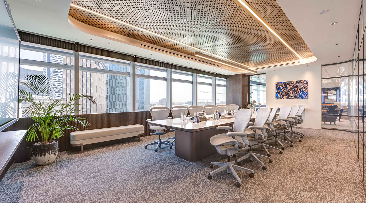 Innovative architecture in TEC KSA with shell-like pavilion and high-rise buildings in contrast