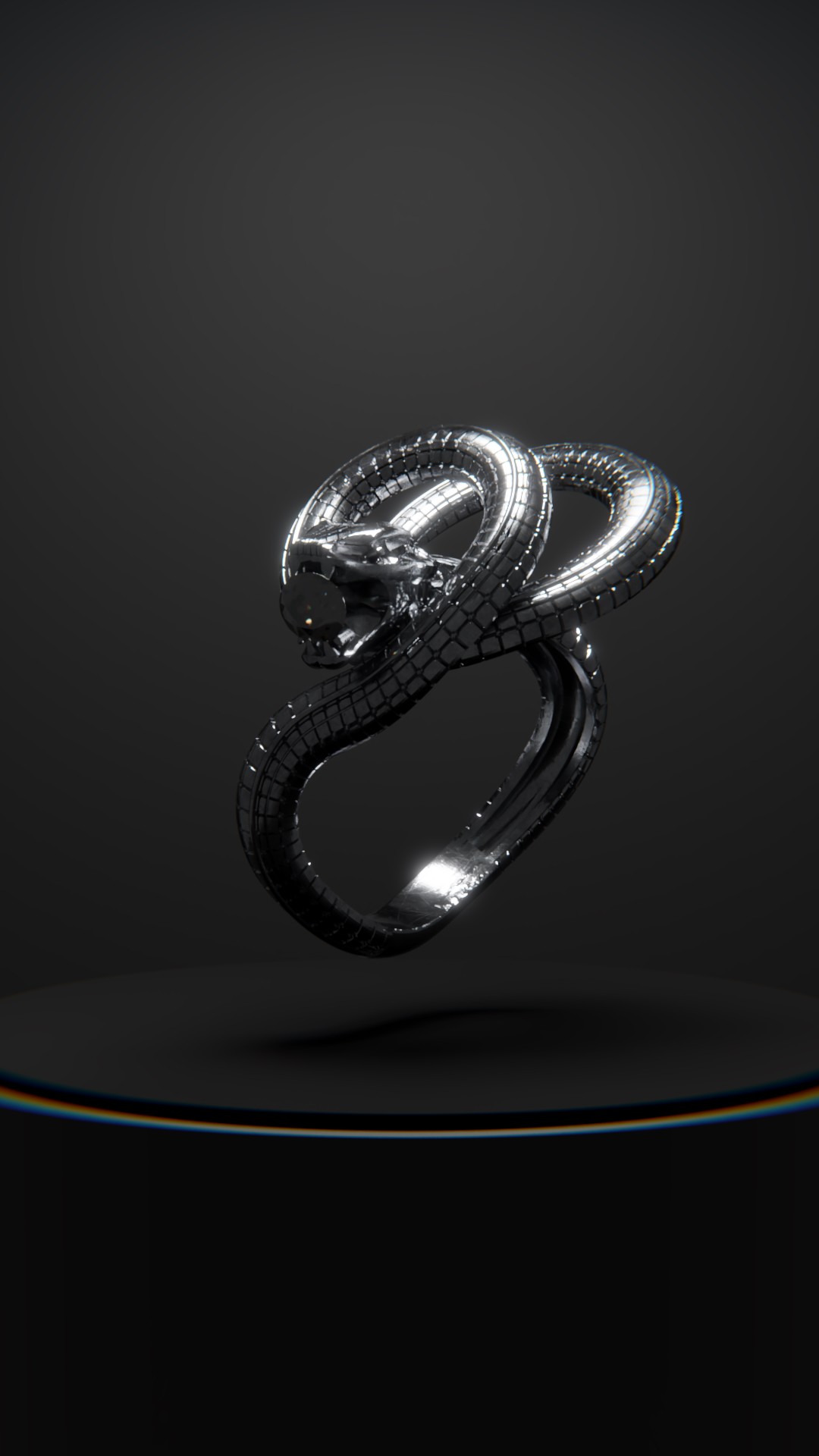 3D Snake Ring Disembodied Diamond in mouth