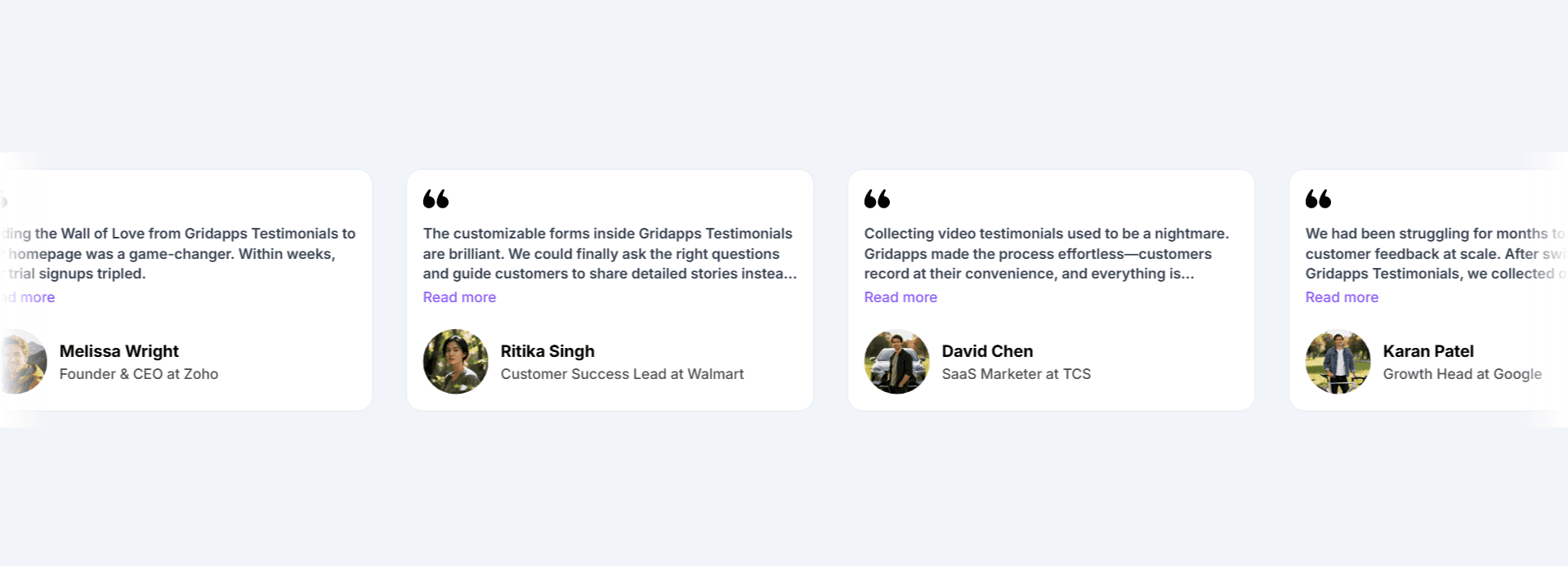 Horizontal Scrolling Quotes | Gridapps Testimonials 