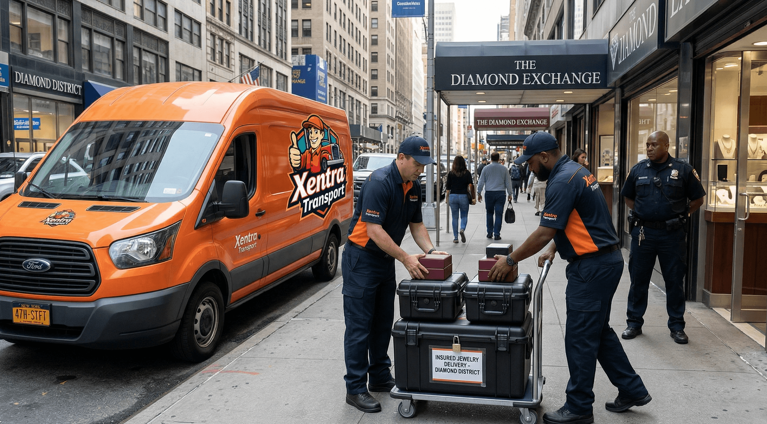 xentra transport courier handling insured jewelry delivery in nyc diamond district