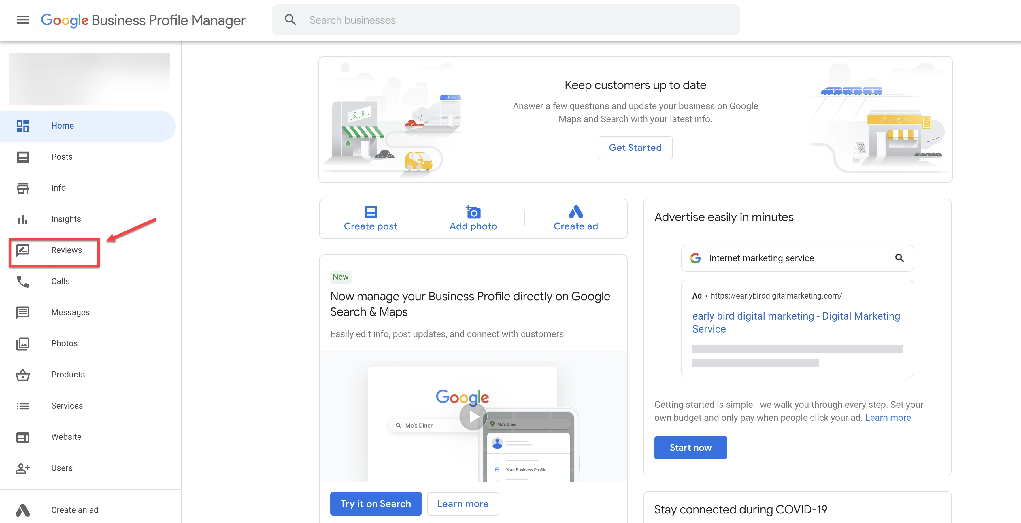 google business profile gestion avis