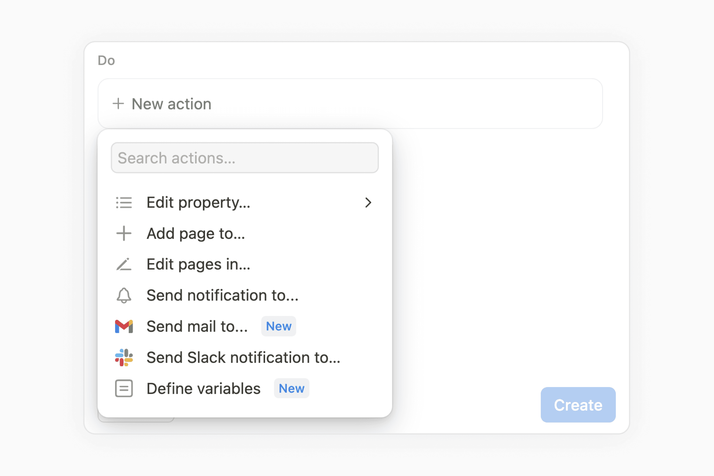 Add Page action in Notion