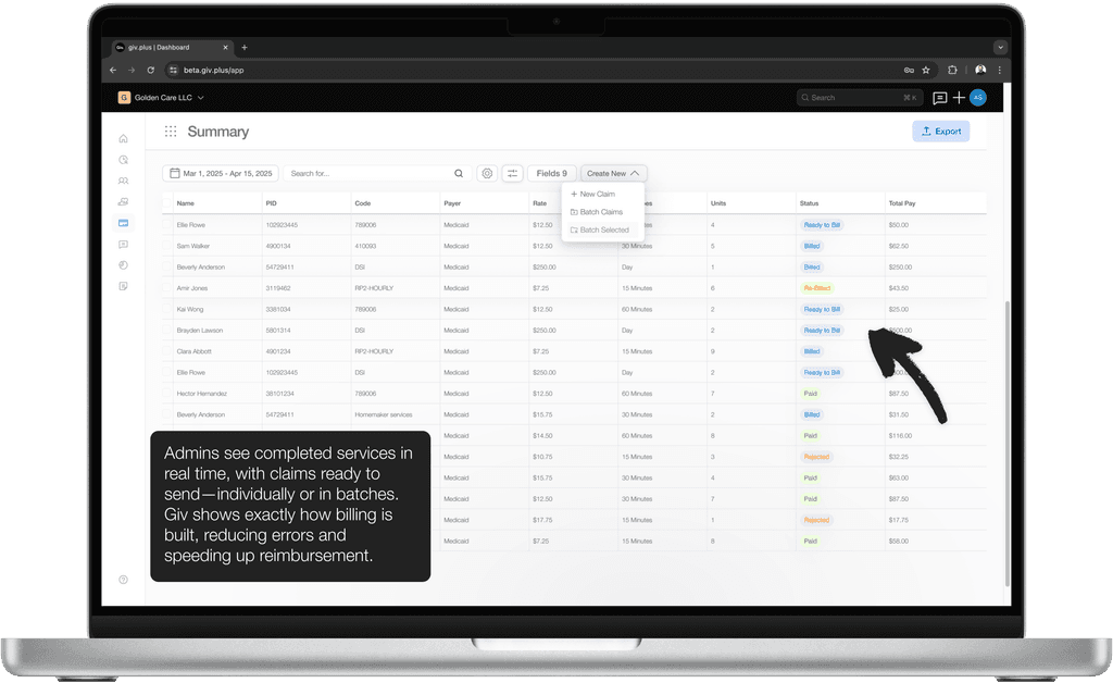 Giv billing software.