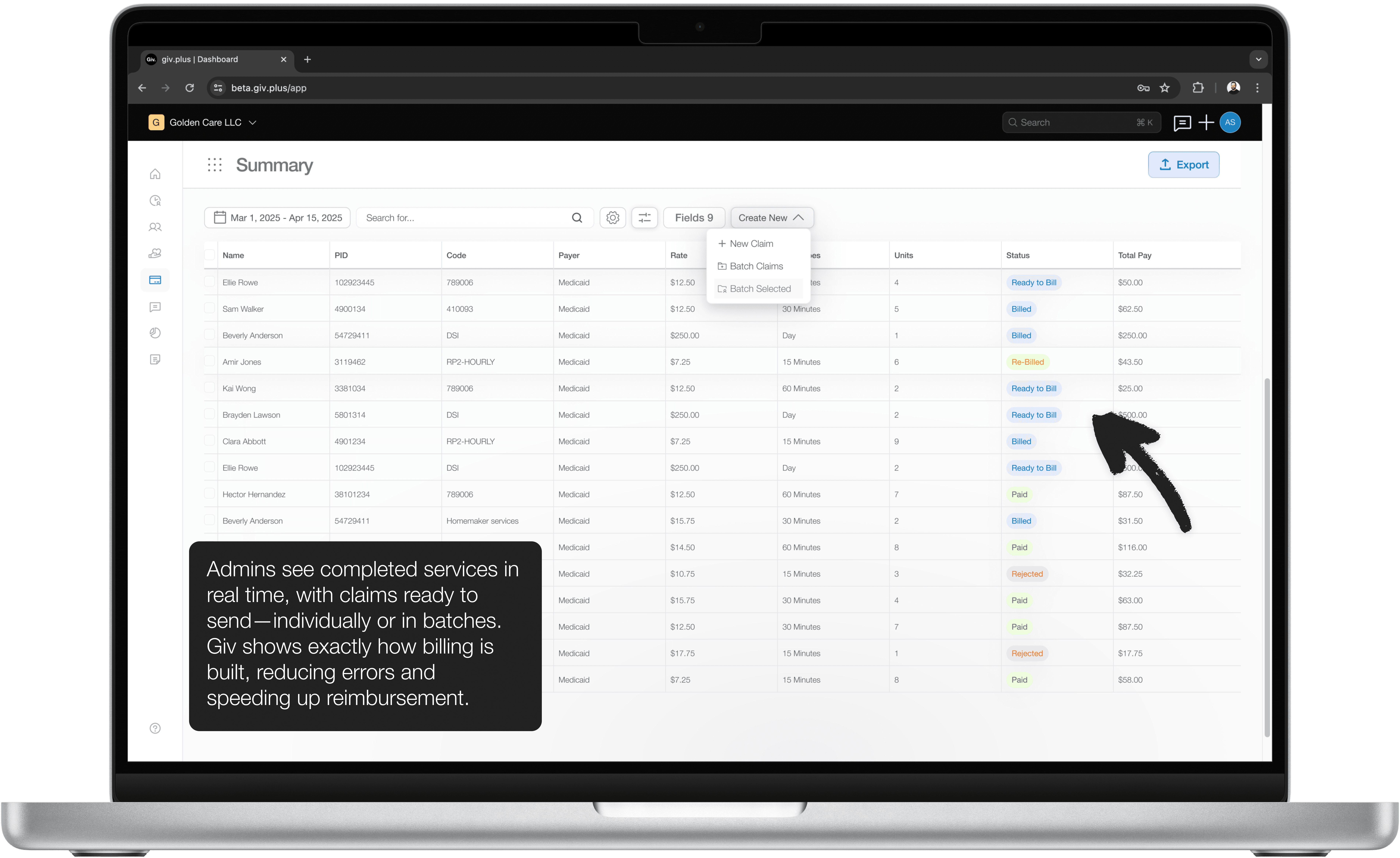 Giv billing software.