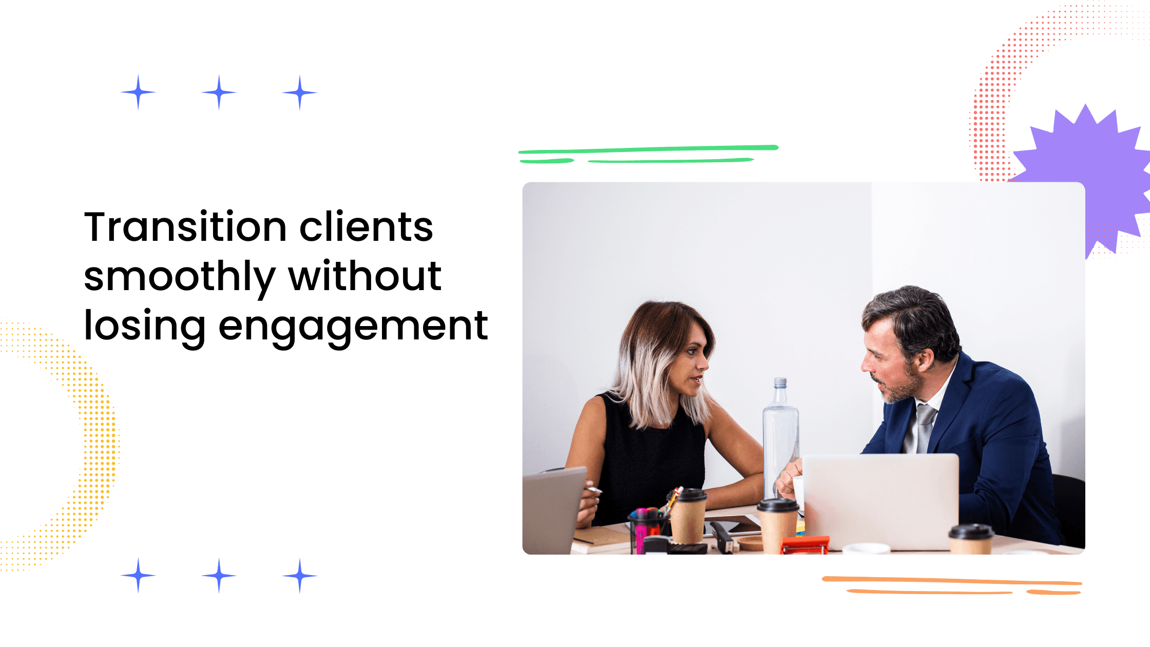 Coach guiding client on laptop, illustrating smooth transition to a coaching community without losing engagement or connection.