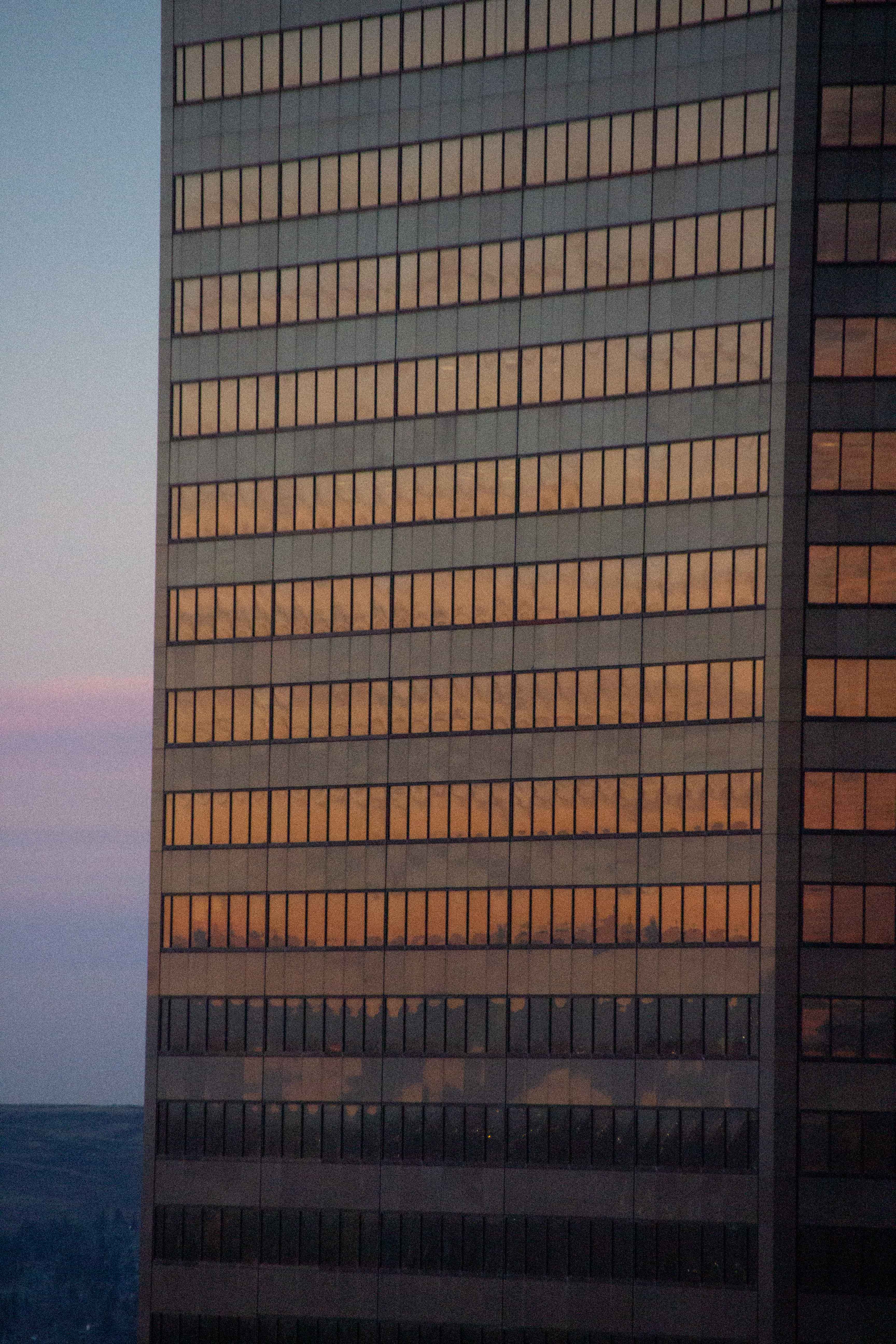 A studio space showcasing large window and contemporary design elements