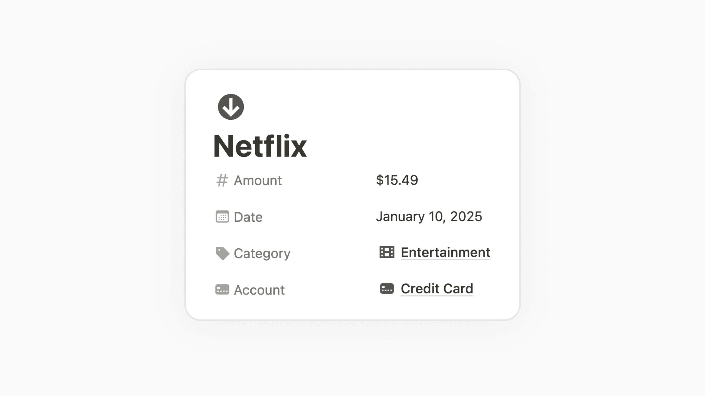 Subscription expenses on a Notion page