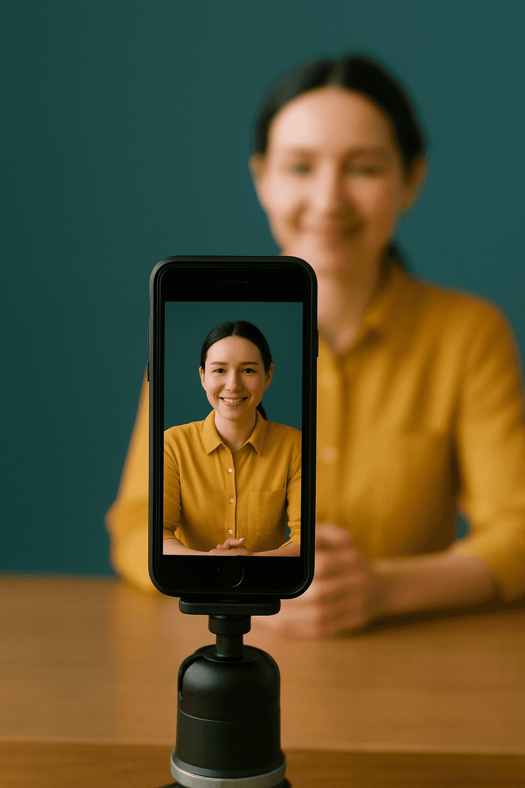Film clapperboard in focus with glowing orange background, misty street, and silhouettes of people and lights; conveys mystery and anticipation.