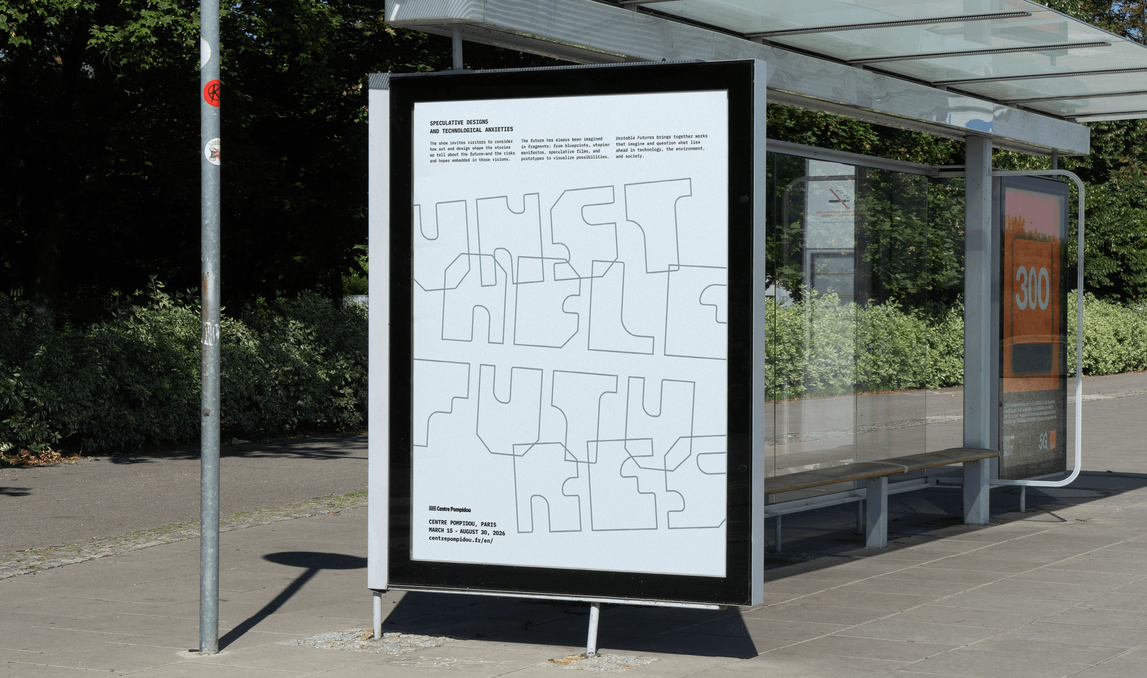 Informational Poster Mockup at a Bus Stop