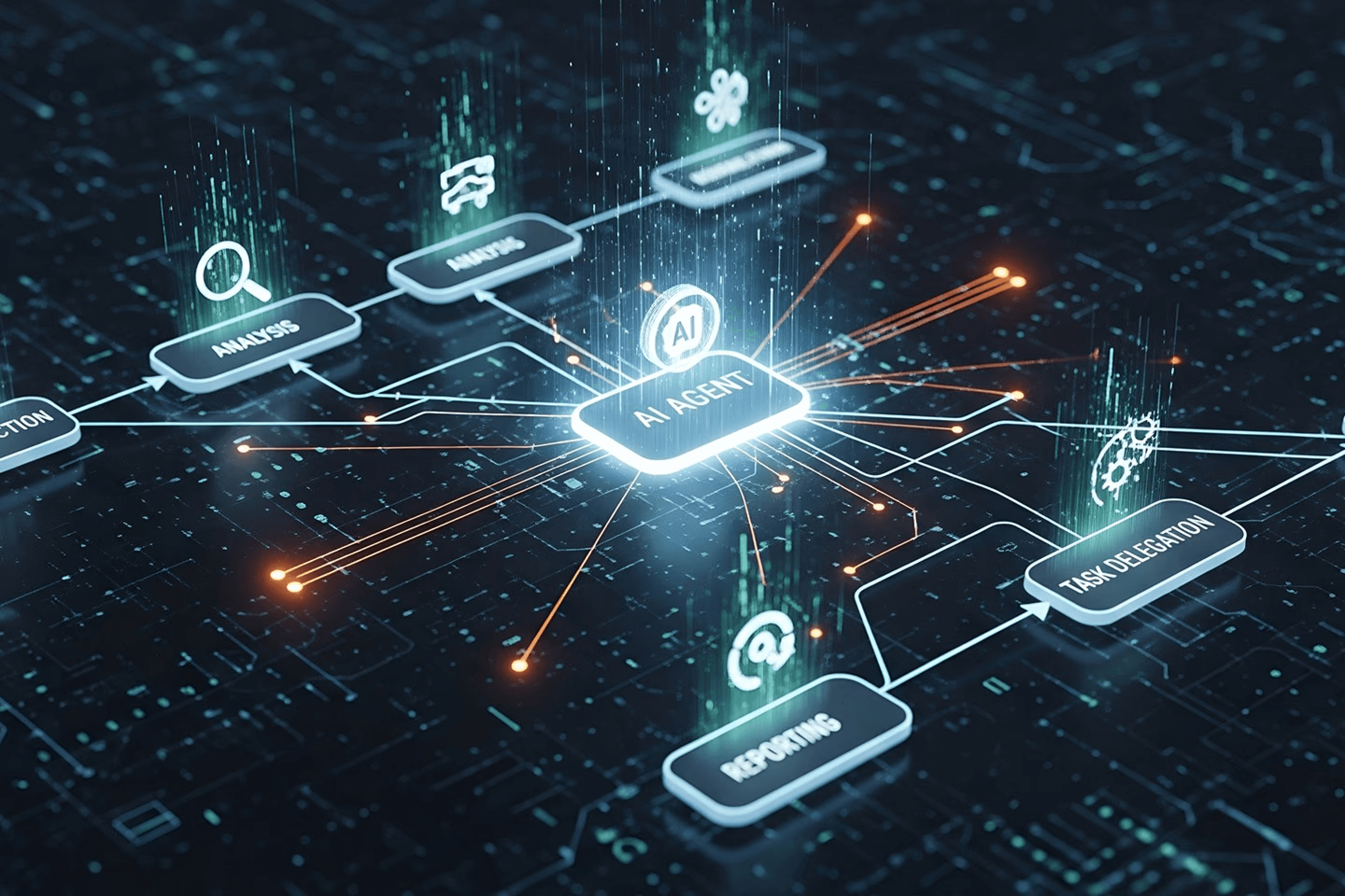 Connected AI agent and retail technology illustration
