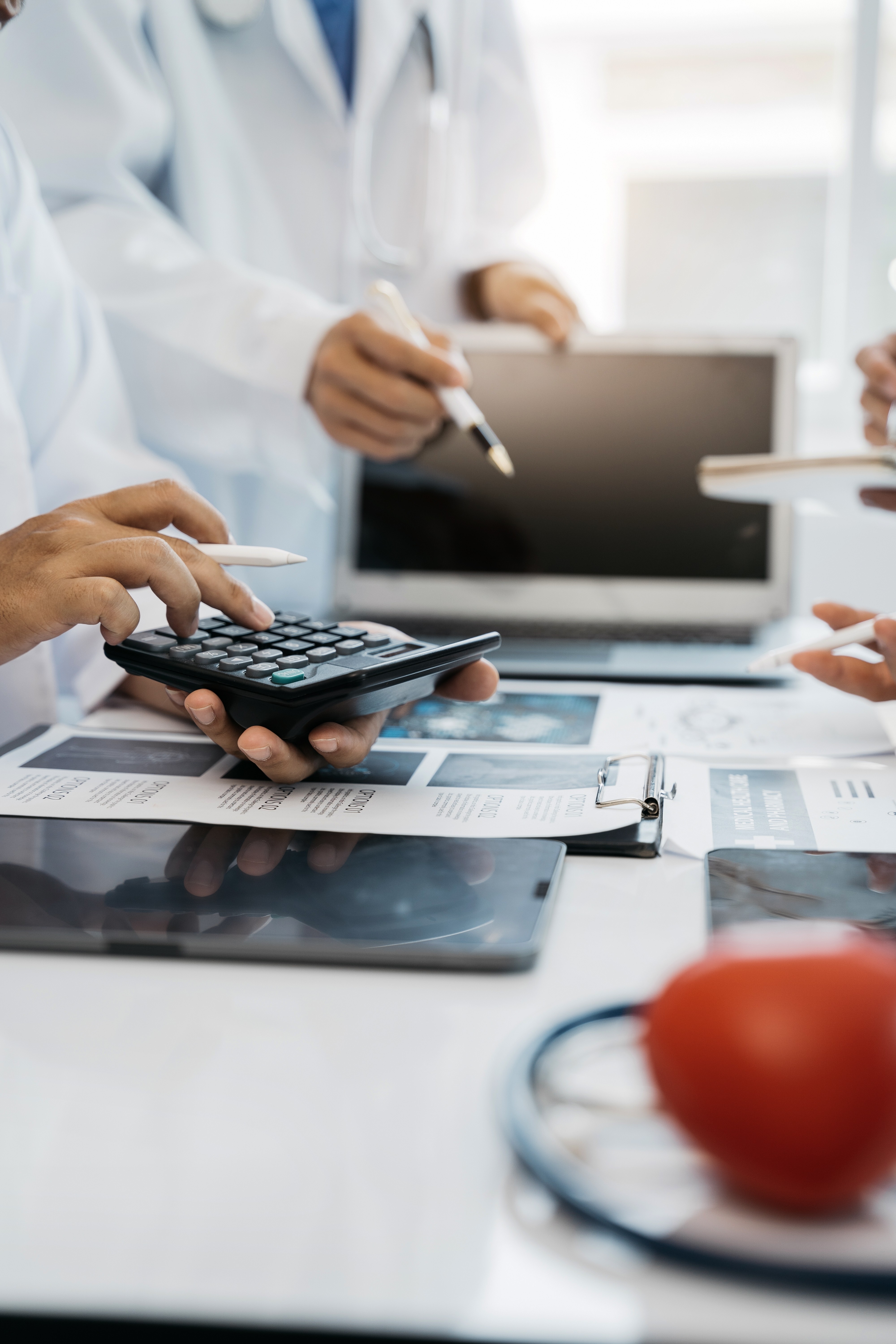 Person reviewing data on tablet