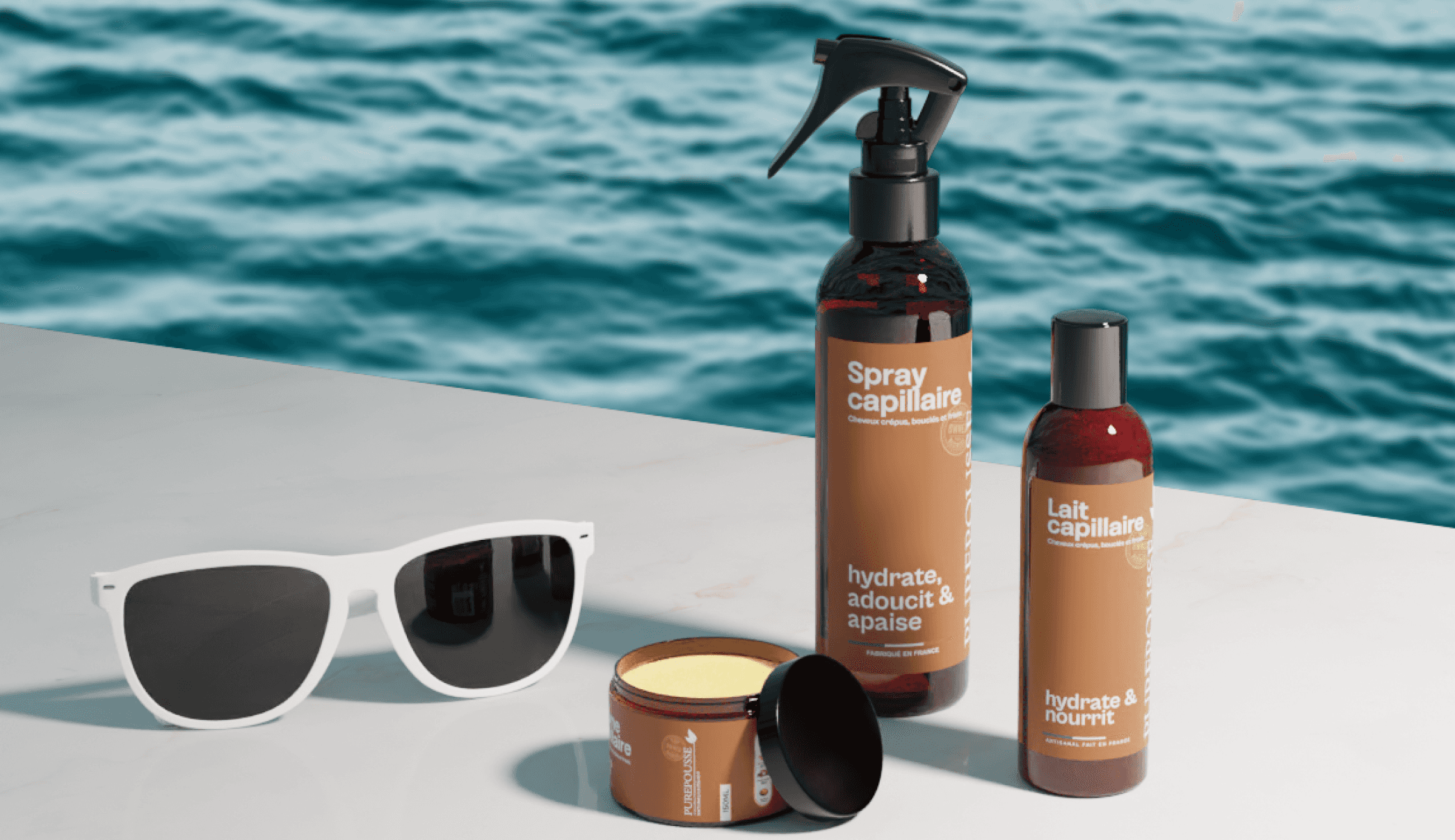 Hair Products Digital Twins by the pool