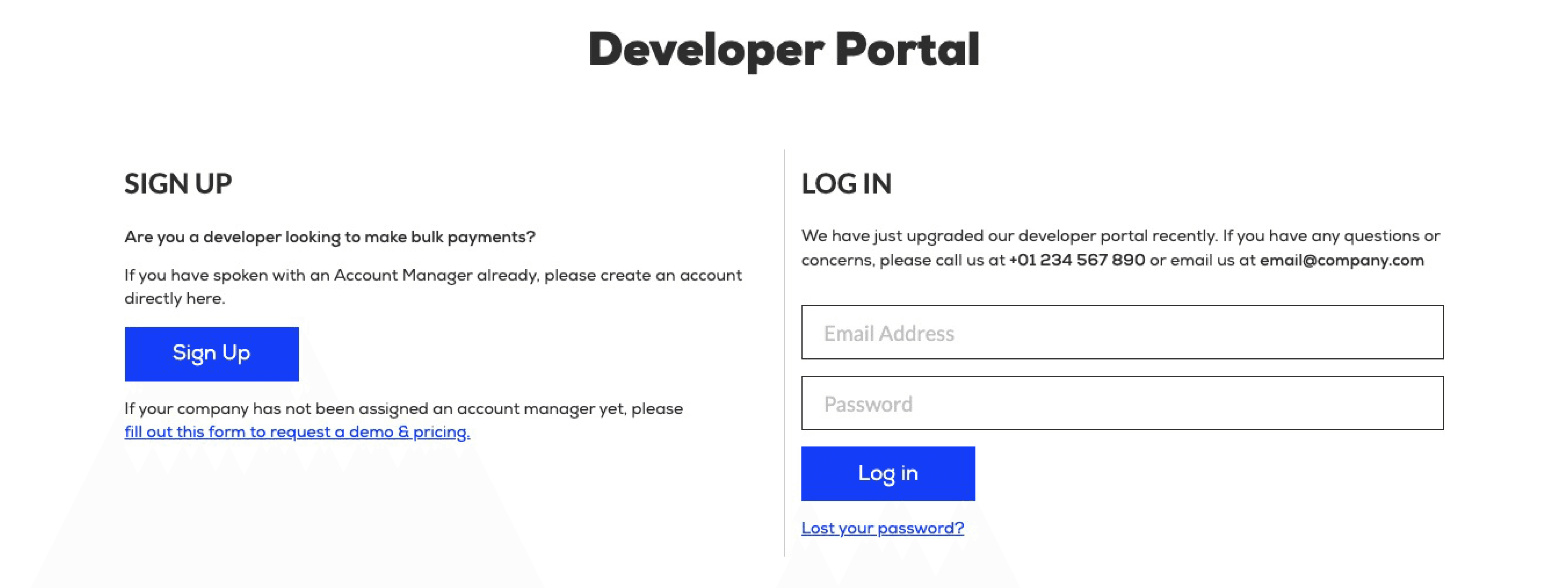 Login page for a legacy product that needed to be updated.