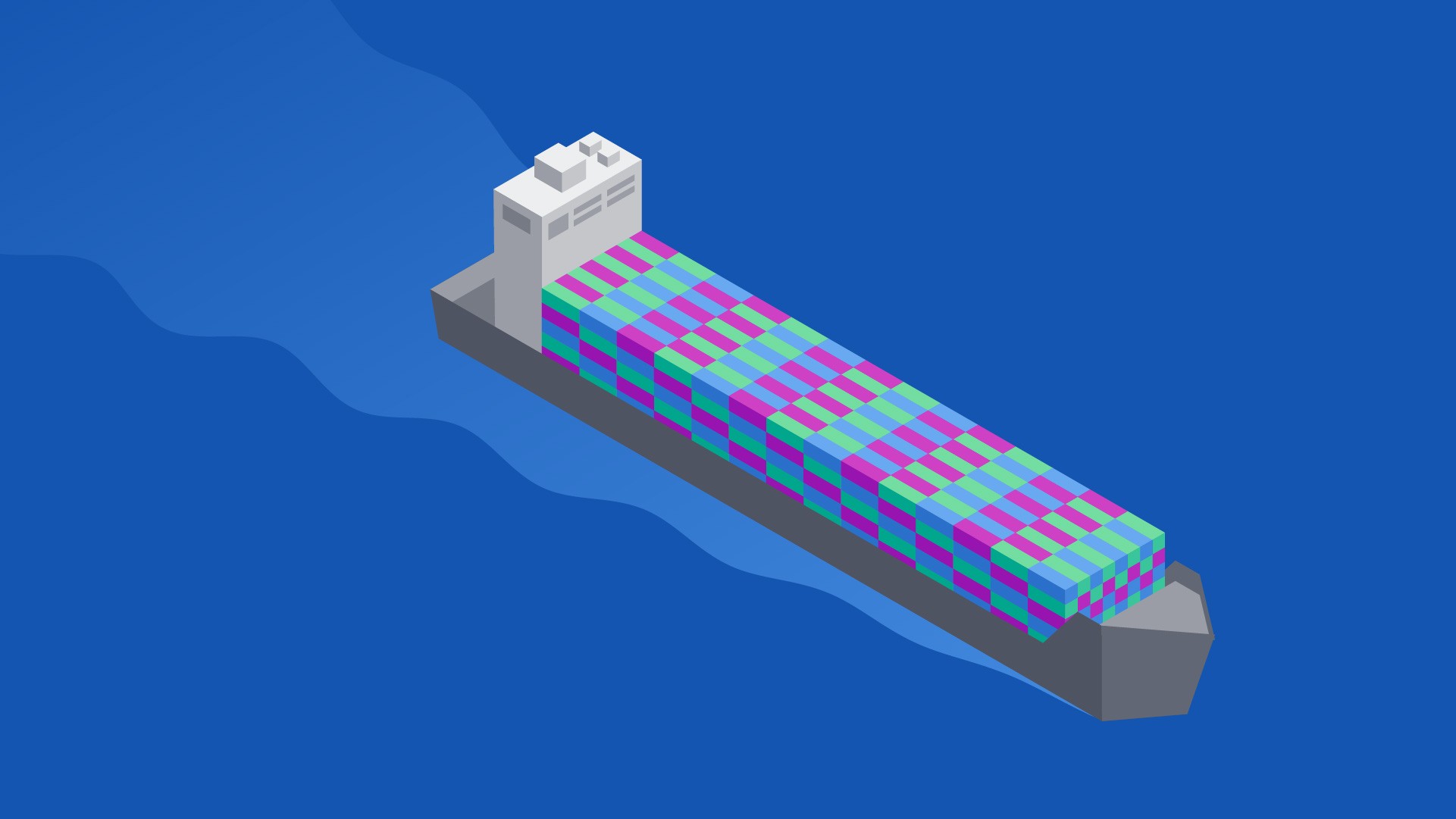Simple isometric illustration of a Container ship.