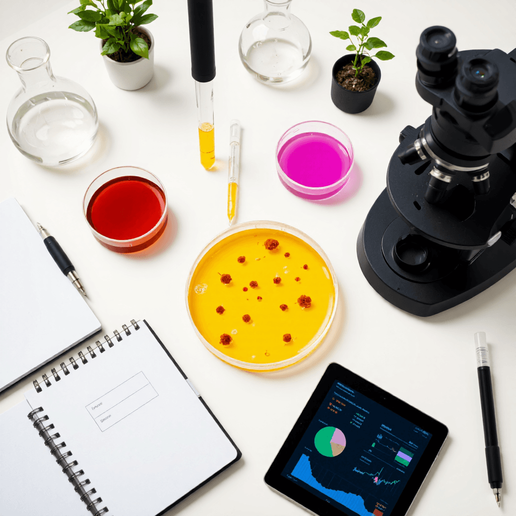 product photography of petri dish with bacterial cultures