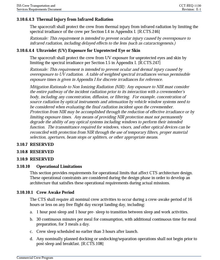 Example of a Specification: https://ntrs.nasa.gov/citations/20170001943