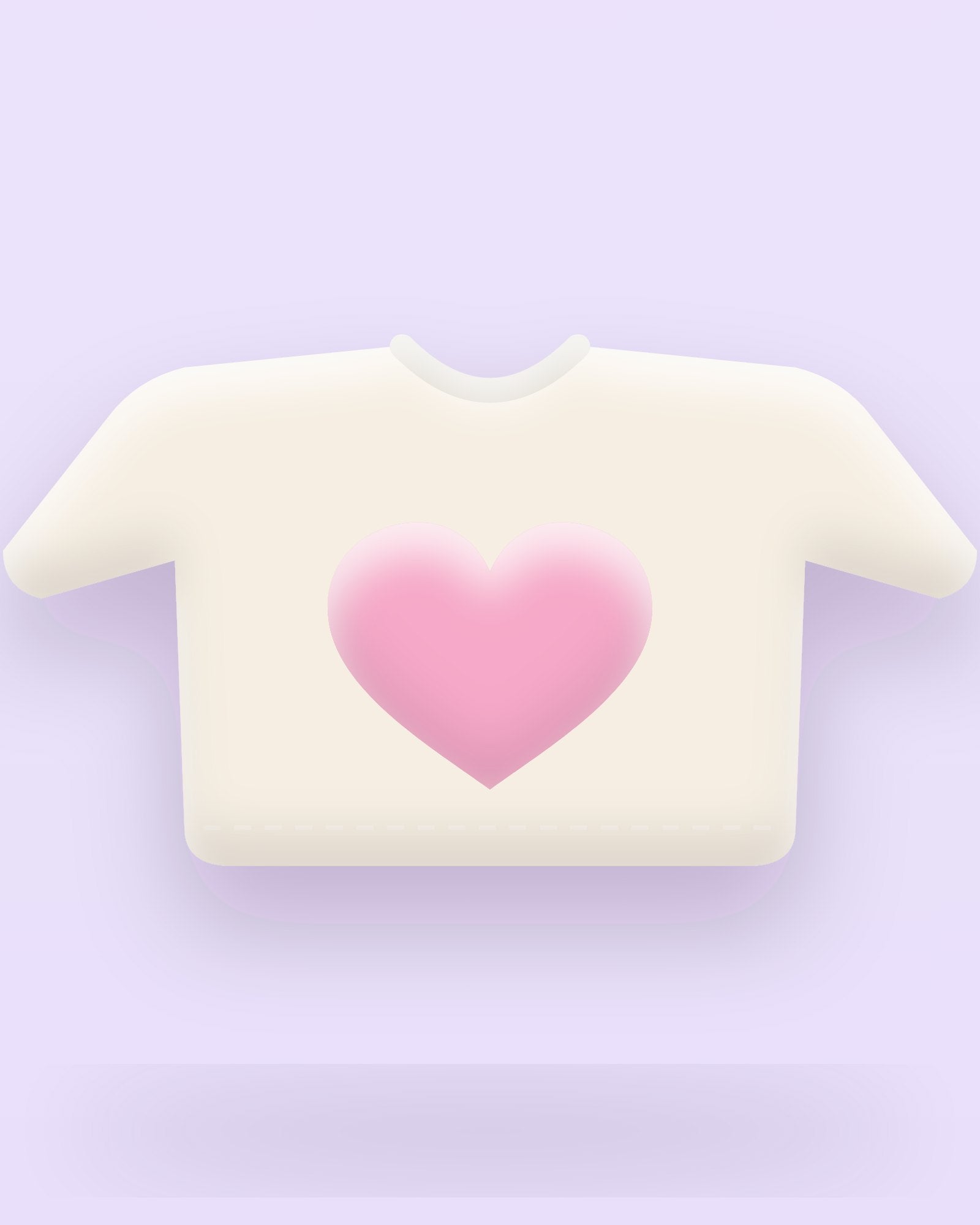 Heart Puff-Print Tee in Cream — detail