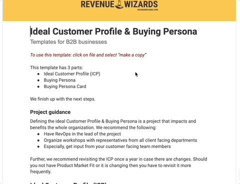 Preview of Ideal Customer Profile Best Practices & Template