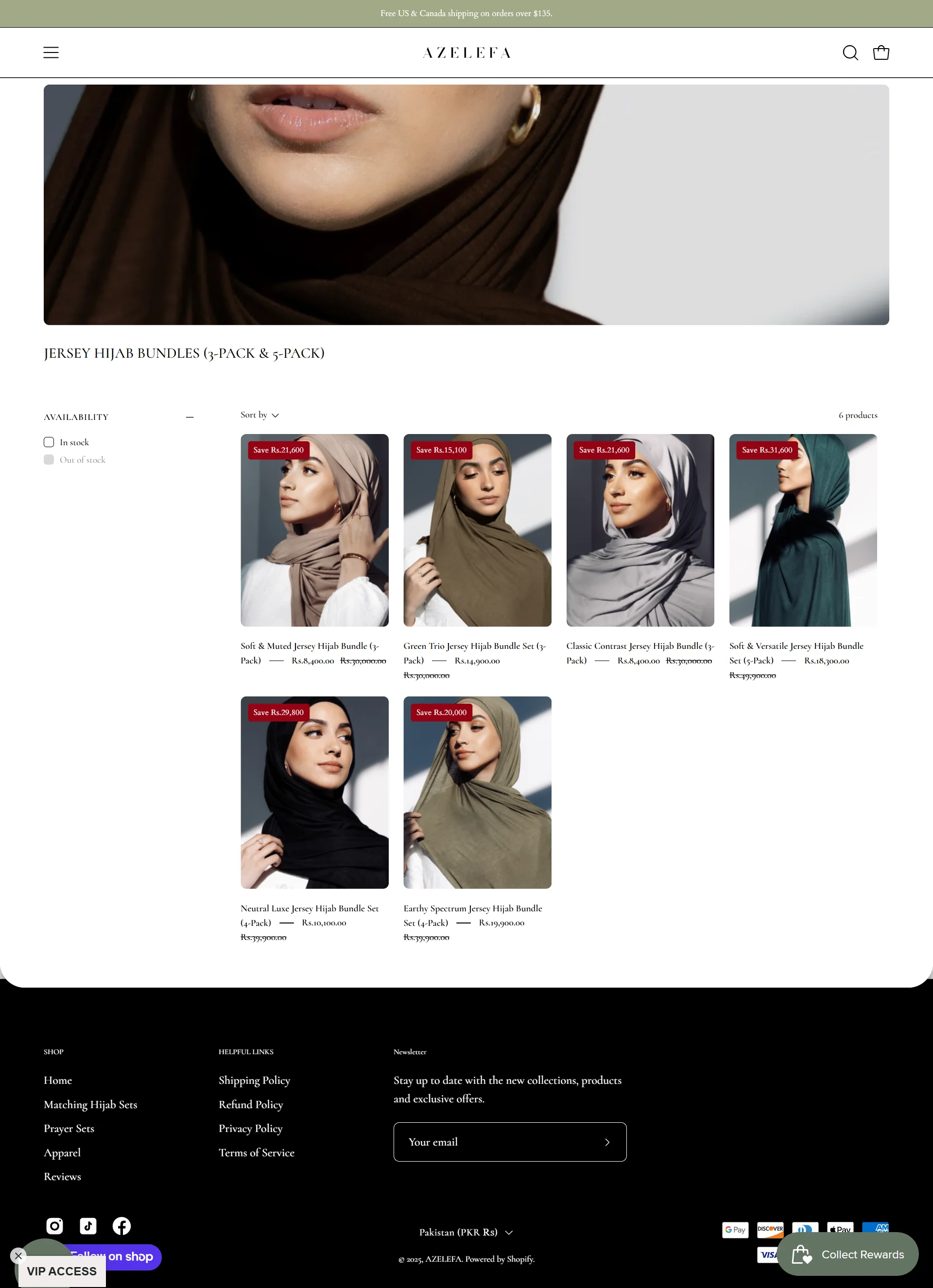 collections-jersey-hijab-bundles page for azelefa website developed & designed by Dreams Agency Mississauga, Ontario