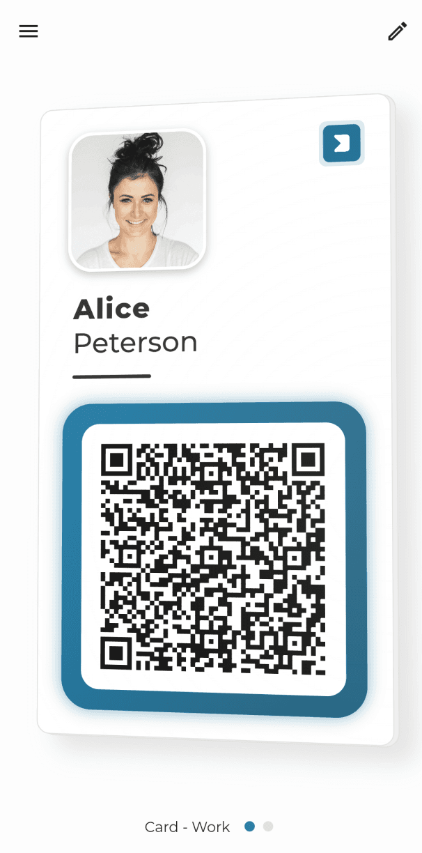 App screenshot of Cardz, that shows a digital business card