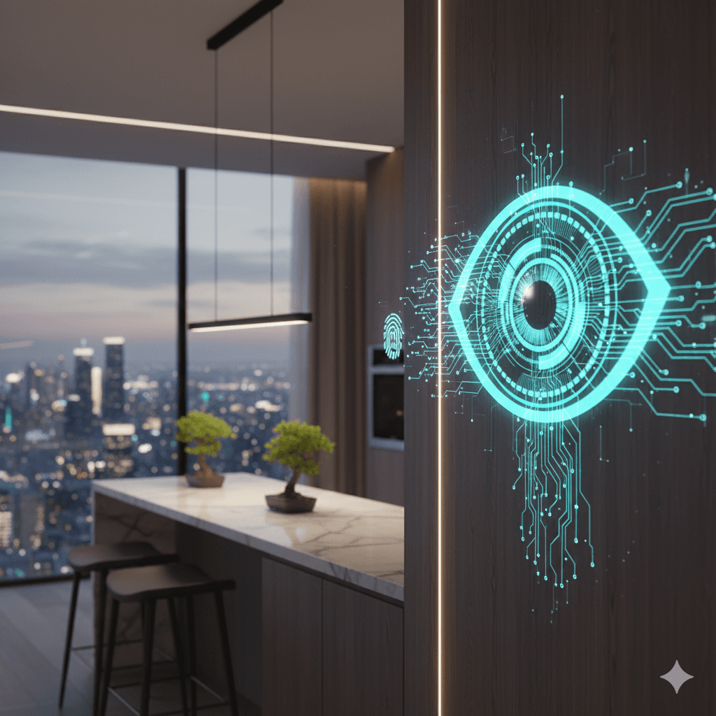 High-tech biometric security system in modern apartment