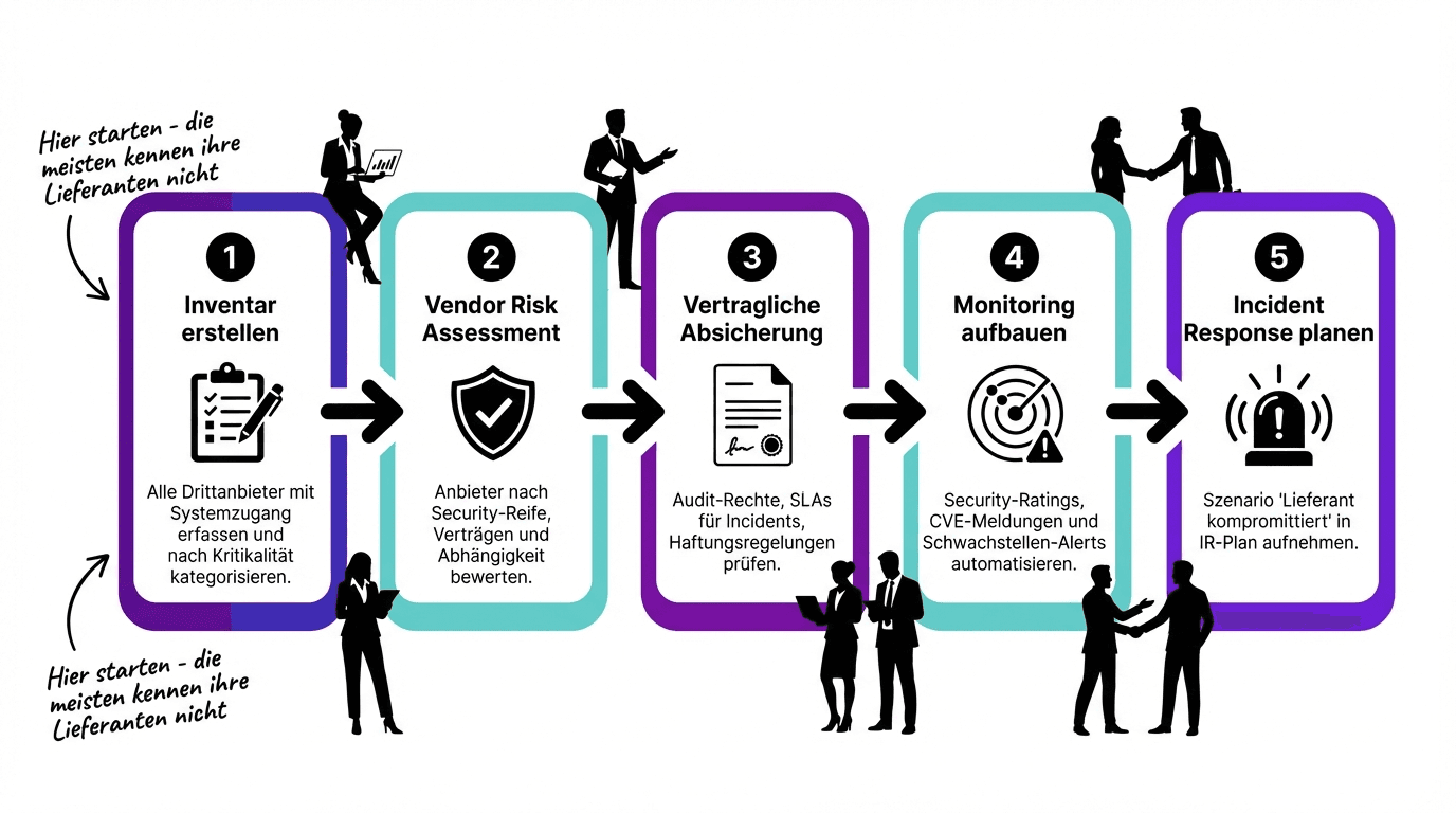 5 Schritte zur Supply Chain Security als Prozessdiagramm
