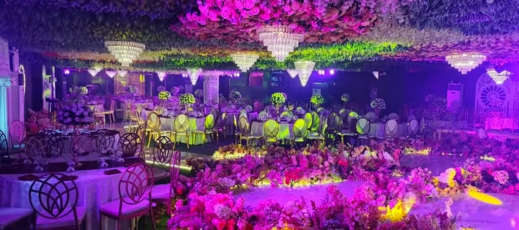 Corporate event dance floor in magenta light at Pandora Hall, Quezon City