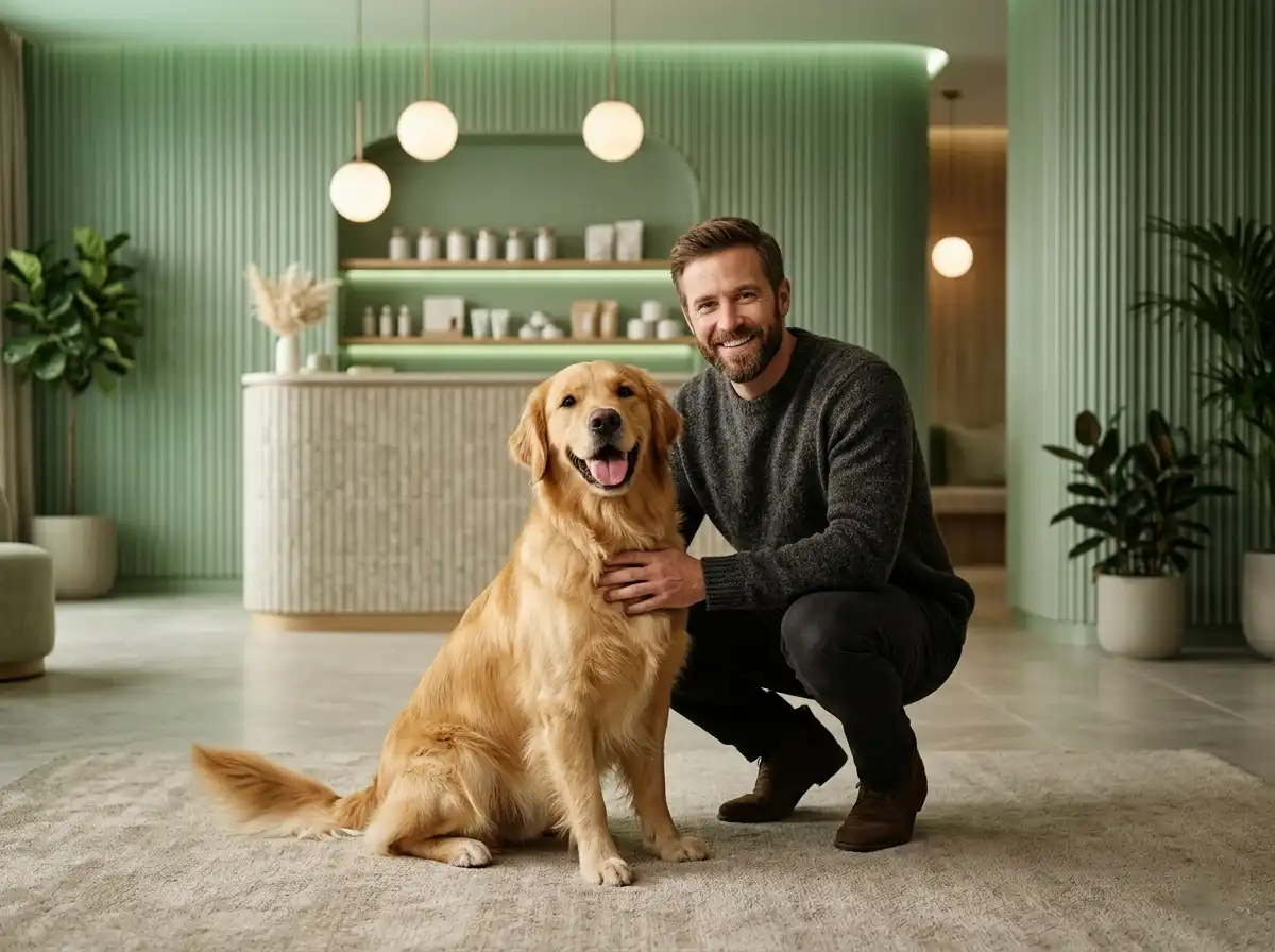 Portrait of a pet grooming customer
