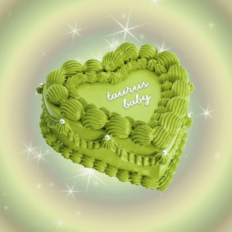 Matcha-themed birthday invitation template featuring a green heart-shaped cake with sparkles — free invitation maker