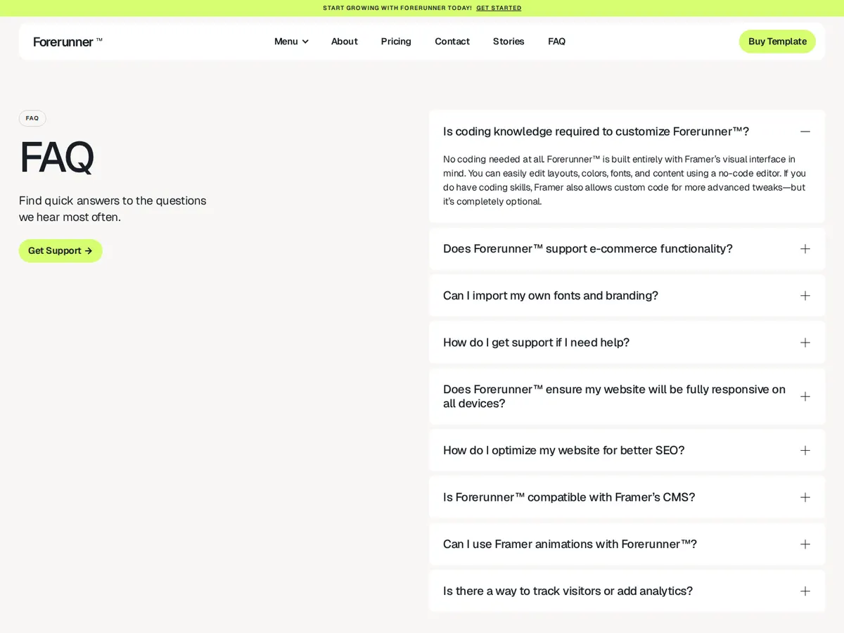 detail image 4 of the forerunner™ framer website template