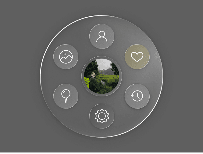 Liquid Glass UI Menu and icons for an MR app ANshul Sharma Design Portfolio