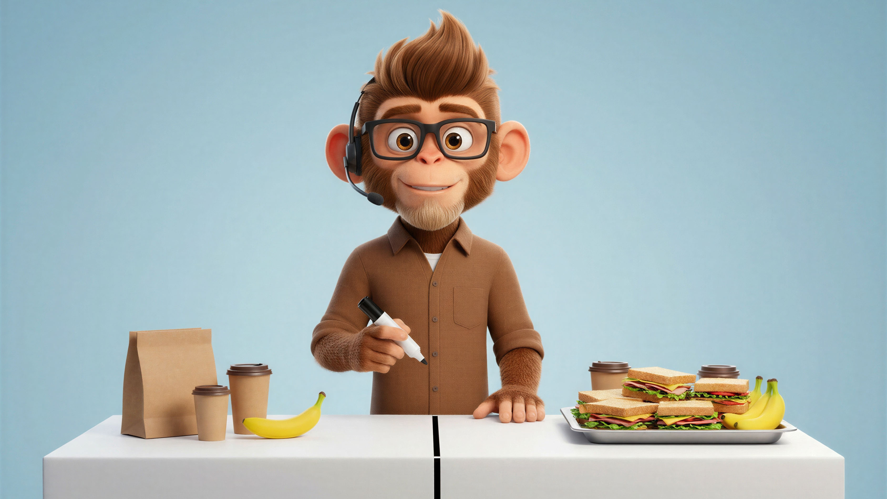 Monkey showing food catering