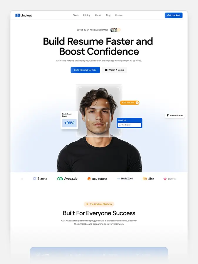 Linokrat Framer template preview