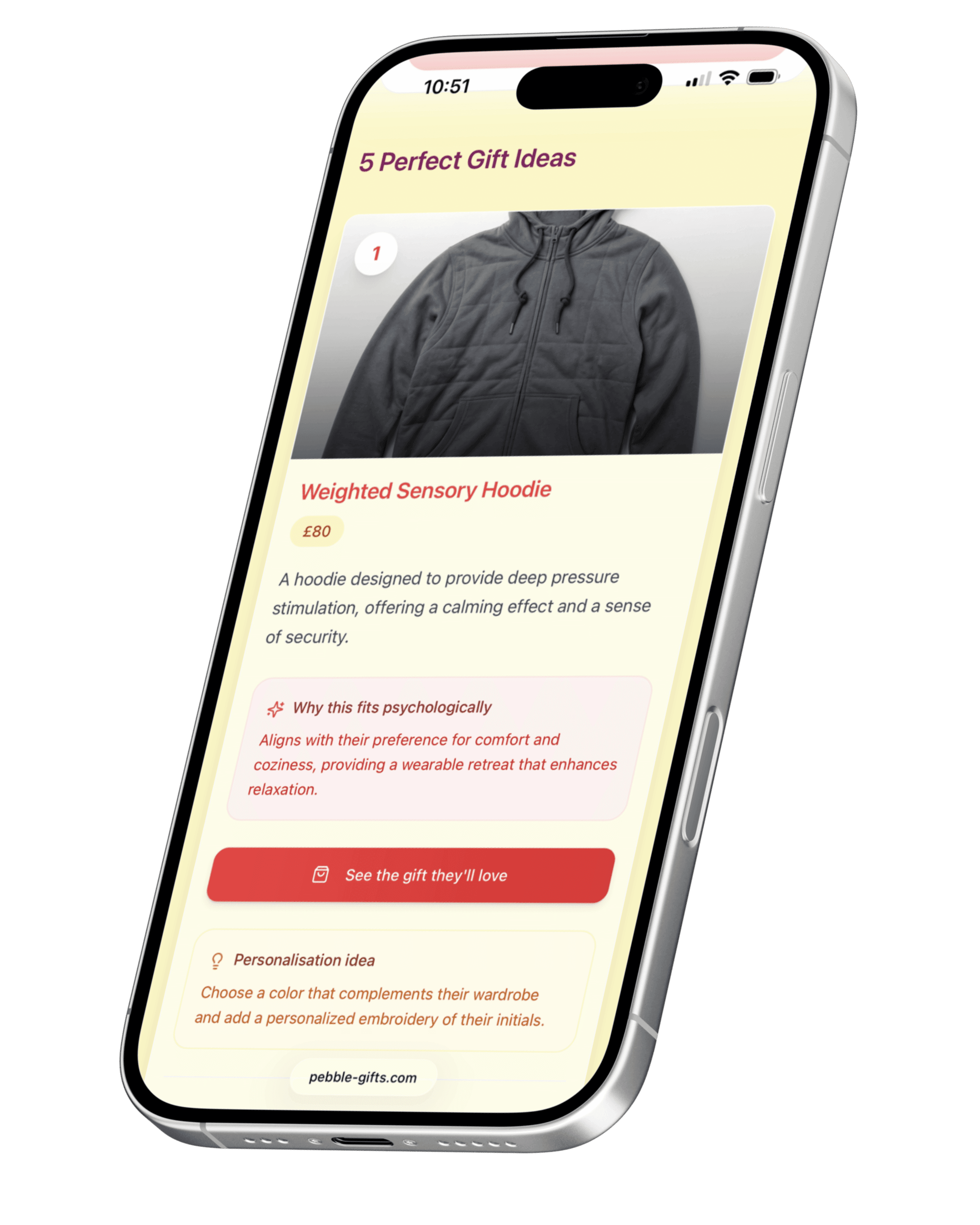 A results page featuring a gift, a 