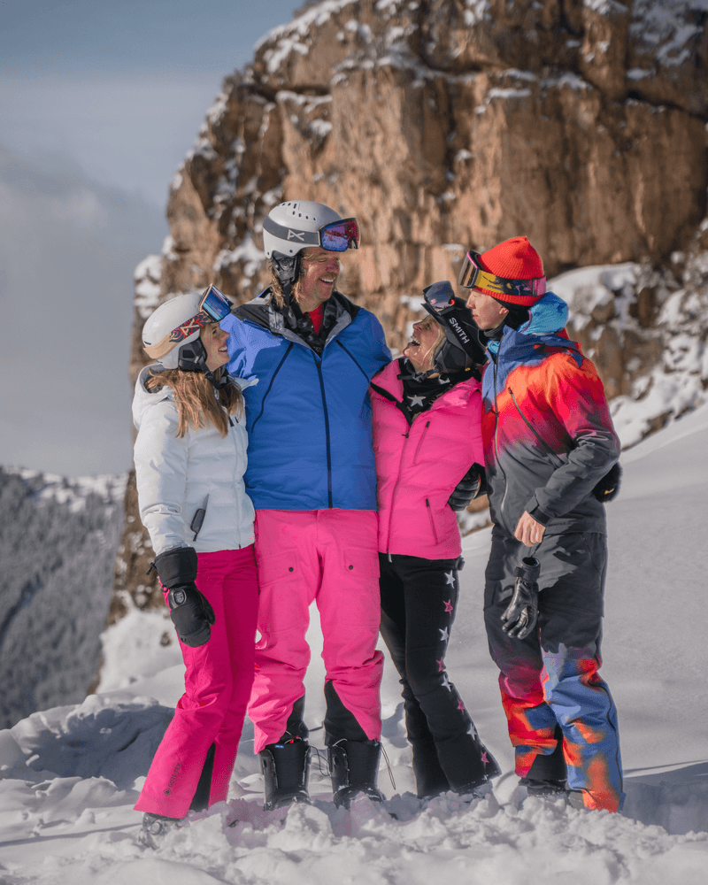 Family together on a ski day in the mountains