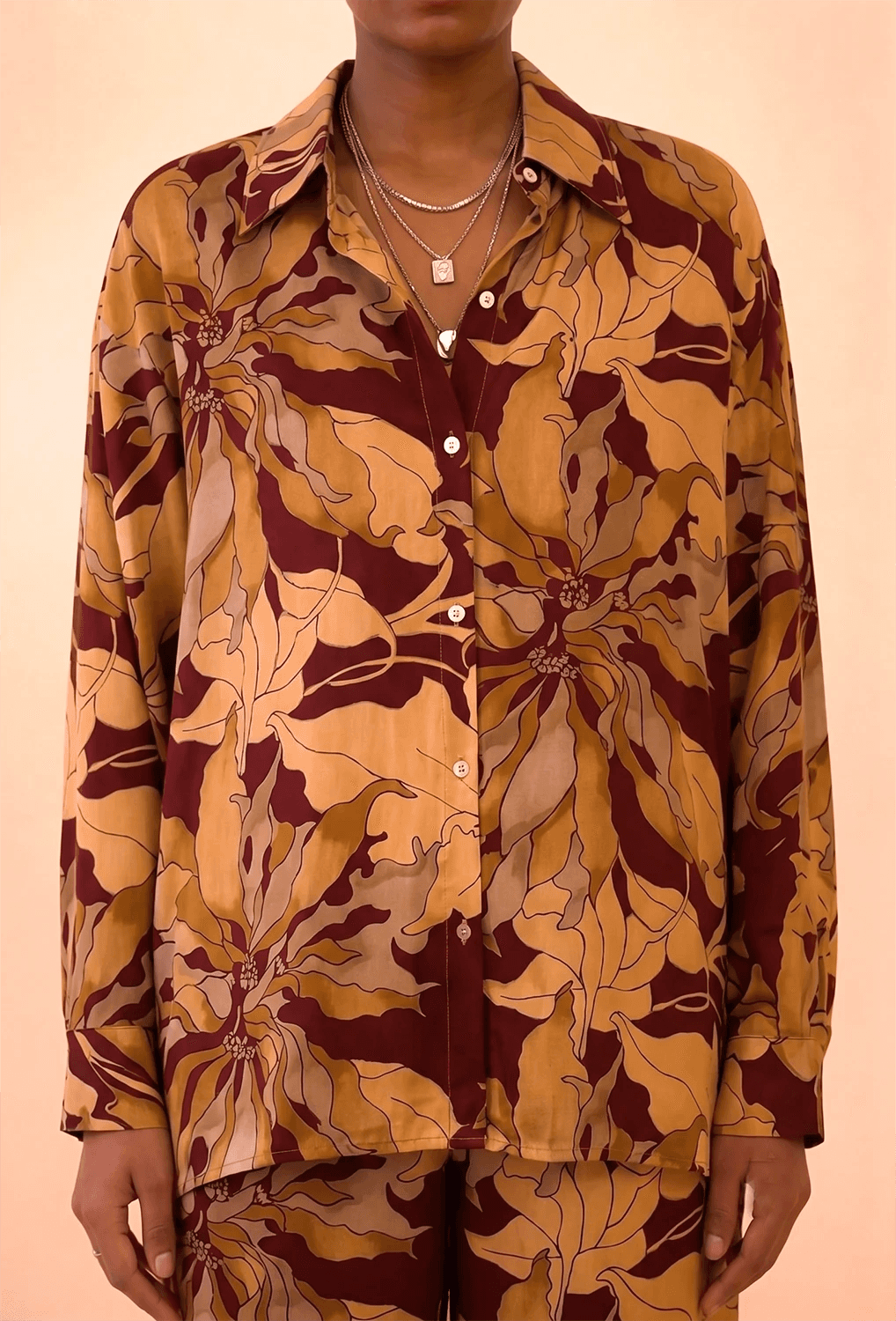 ARIA SHIRT is a one of a kind piece, handcrafted in house from printed pure silk. D