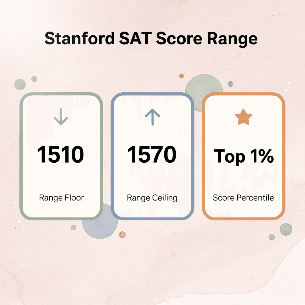 Infographic showing Stanford's middle 50% SAT score range statistics
